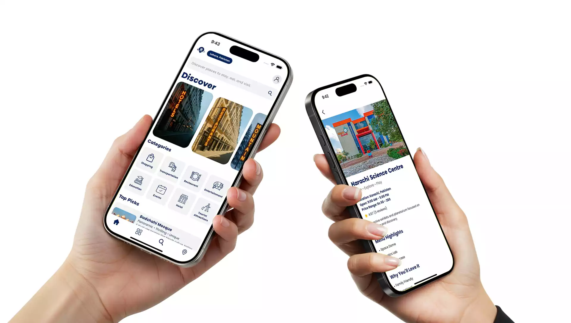 CitiGuide home and detail screens