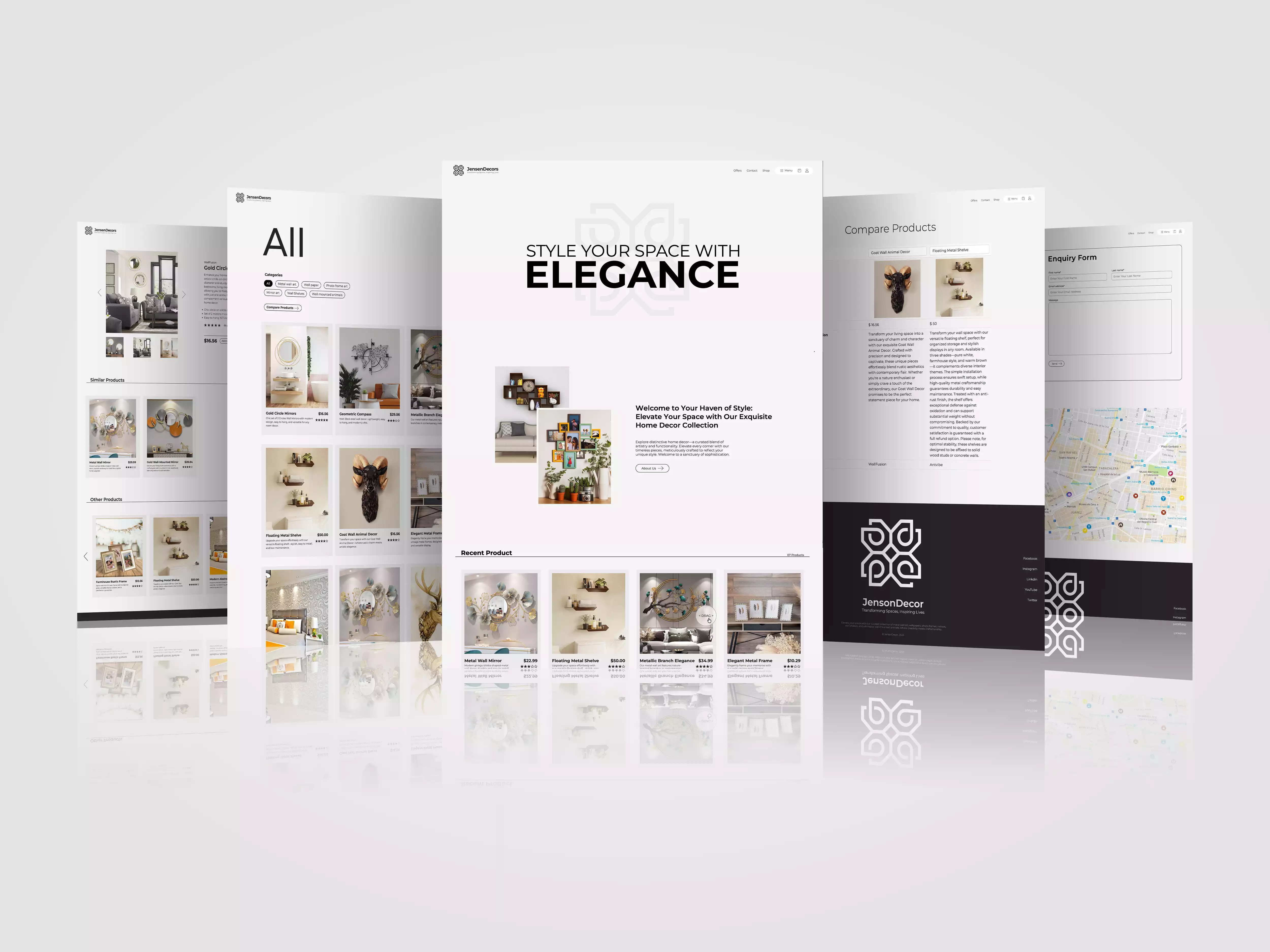JensonDecor website pages overview